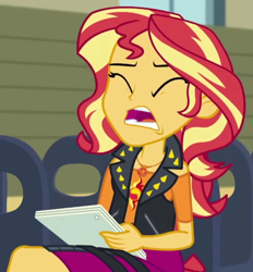 Size: 602x650 | Tagged: safe, screencap, sunset shimmer, equestria girls, g4, my little pony equestria girls: better together, rarity investigates: the case of the bedazzled boot, cropped, female, geode of empathy, magical geodes, solo