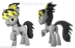Size: 1100x714 | Tagged: safe, artist:batponyecho, oc, oc only, oc:sparc, pony, unicorn, vampire, vampony, 3d, butt, horn, male, plot, simple background, solo, source filmmaker, tail, white background