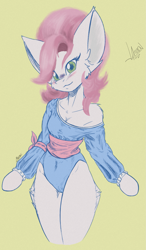 Size: 1773x3046 | Tagged: safe, artist:maximus, oc, oc:jaiden rose, earth pony, pony, semi-anthro, arm hooves, clothes, female, leotard, looking at you, solo