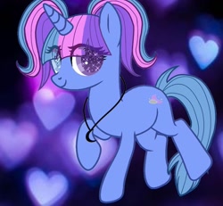 Size: 1080x1000 | Tagged: safe, artist:lacey.wonder, oc, oc only, pony, unicorn, eye clipping through hair, heart, horn, jewelry, necklace, starry eyes, unicorn oc, wingding eyes