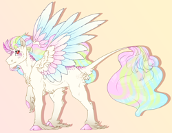 Size: 2500x1937 | Tagged: safe, artist:seffiron, oc, oc only, oc:crystal feather, alicorn, pony, alicorn oc, cloven hooves, colored wings, horn, male, multicolored wings, offspring, parent:king sombra, parent:princess celestia, parents:celestibra, solo, stallion, unshorn fetlocks, wings