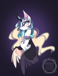 Size: 792x1047 | Tagged: safe, artist:manella-art, oc, oc only, oc:craner moon, alicorn, pony, alicorn oc, bust, female, horn, mare, portrait, slender, solo, thin, wings