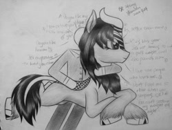 Size: 960x720 | Tagged: safe, artist:henry forewen, oc, human, kirin, pony, duo, monochrome, sketch, traditional art