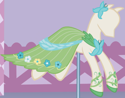 Size: 2000x1565 | Tagged: safe, edit, screencap, fluttershy, g4, suited for success, carousel boutique, clothes, cropped, dress, gala dress, mannequin, no pony