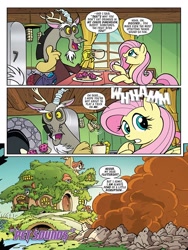 Size: 768x1024 | Tagged: safe, artist:jack lawrence, idw, discord, fluttershy, draconequus, pegasus, pony, g4, spoiler:comic, spoiler:friendship in disguise03, comic, female, male, mare, preview