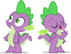 Size: 2107x1610 | Tagged: safe, artist:le-23, spike, dragon, g4, the ending of the end, the point of no return, eyes closed, licking, licking fingers, male, simple background, solo, tongue out, transparent background, vector, winged spike, wings