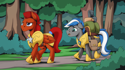 Size: 2560x1440 | Tagged: safe, artist:mysticalpha, oc, oc only, oc:captain sunride, oc:cloud zapper, pegasus, pony, armor, forest, forest background, male, pegasus oc, royal guard, royal guard armor, stallion, tree, tree branch, wings