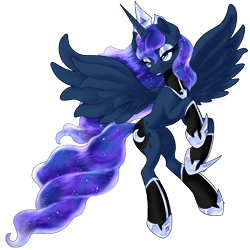 Size: 3500x3500 | Tagged: safe, artist:poole, princess luna, alicorn, pony, g4, clothes, crown, feathered wings, female, flying, high res, jewelry, mare, regalia, shoes, simple background, solo, spread wings, transparent background, wings