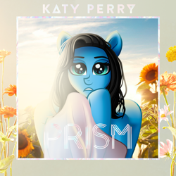 Size: 1500x1500 | Tagged: safe, artist:aldobronyjdc, edit, pegasus, pony, album cover, clothes, digital art, female, flower, holding hooves, katy perry, looking at you, music, offscreen character, ponified, ponified album cover, pov, solo focus, sunflower