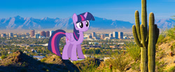 Size: 1024x425 | Tagged: safe, edit, twilight sparkle, alicorn, pony, g4, arizona, female, giant pony, highrise ponies, irl, macro, mare, phoenix (city), photo, ponies in real life, solo, twilight sparkle (alicorn)