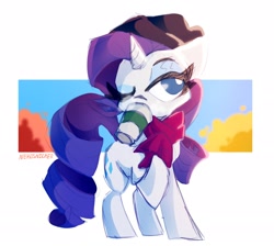 Size: 2240x2006 | Tagged: safe, artist:nekosnicker, rarity, pony, unicorn, g4, autumn, clothes, coffee, coffee cup, cup, drink, drinking, female, hat, high res, mare, one eye closed, scarf, solo, toque