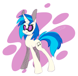 Size: 950x936 | Tagged: safe, artist:loopdalamb, dj pon-3, vinyl scratch, pony, unicorn, g4, female, glasses, music, simple background, sketchy, smiling, smirk, solo, splotch, stance, standing, transparent background