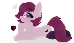 Size: 1173x681 | Tagged: safe, artist:wulfieshydev, oc, oc only, earth pony, pony, blushing, chest fluff, clothes, commission, earth pony oc, fluffy, hooves, lying down, photo, prone, signature, simple background, socks, white background