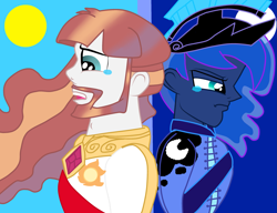 Size: 2795x2145 | Tagged: safe, artist:chucknorristellsjoke, princess celestia, princess luna, equestria girls, g4, crying, equestria guys, facial hair, high res, moon, moustache, neckbeard, prince artemis, prince solaris, royal brothers, rule 63, sideburns, sun