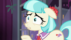 Size: 1280x720 | Tagged: safe, screencap, coco pommel, earth pony, pony, g4, made in manehattan, female, floppy ears, mare, solo