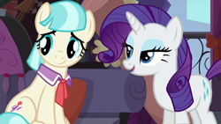 Size: 1280x720 | Tagged: safe, screencap, coco pommel, rarity, earth pony, pony, unicorn, g4, made in manehattan, duo, female, mare