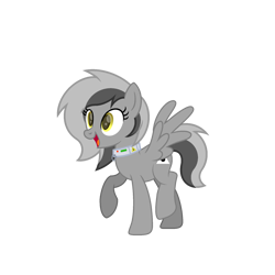 Size: 1800x1800 | Tagged: safe, artist:ponkus, oc, oc only, oc:graeyscale, pegasus, pony, female, mare, shock collar, simple background, smiling, solo, transparent background