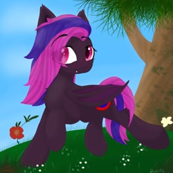 Size: 1300x1300 | Tagged: safe, artist:wulfieshydev, oc, oc only, bat pony, pony, bat pony oc, bat wings, blushing, chest fluff, commission, cute, fluffy, shading, smiling, wings