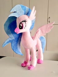 Size: 768x1024 | Tagged: safe, artist:nekokevin, silverstream, classical hippogriff, hippogriff, g4, female, irl, photo, plushie, smiling, solo, spread wings, wings