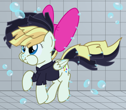 Size: 2500x2200 | Tagged: safe, artist:bladedragoon7575, songbird serenade, pegasus, pony, g4, my little pony: the movie, bow, bubble, female, hair bow, high res, holding breath, mare, puffy cheeks, solo, swimming pool, underwater