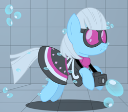 Size: 2988x2600 | Tagged: safe, artist:bladedragoon7575, photo finish, earth pony, pony, g4, bubble, camera, female, high res, holding breath, mare, solo, swimming pool, underwater