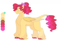 Size: 1280x854 | Tagged: safe, artist:itstechtock, oc, oc only, pegasus, pony, female, leonine tail, magical lesbian spawn, mare, offspring, parent:princess skystar, parent:sunset shimmer, simple background, solo, unshorn fetlocks, white background
