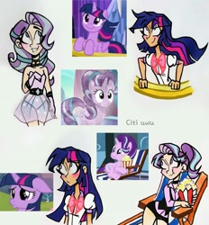 Size: 2472x2662 | Tagged: safe, artist:citi, screencap, starlight glimmer, twilight sparkle, alicorn, crystal pony, human, pony, g4, the crystalling, crystallized, eating, food, high res, humanized, popcorn, scene interpretation, screencap reference, twilight sparkle (alicorn)