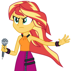 Size: 1024x1024 | Tagged: safe, artist:emeraldblast63, sunset shimmer, equestria girls, g4, my little pony equestria girls: rainbow rocks, ambitious, confident, determination, determined, determined look, female, microphone, simple background, sleeveless, solo, transparent background