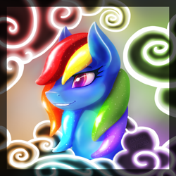 Size: 4000x4000 | Tagged: safe, artist:eltaile, rainbow dash, pegasus, pony, g4, cloud, female, food, jelly, shiny, smiling, solo