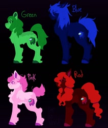 Size: 1280x1506 | Tagged: safe, artist:lepiswerid, oc, oc:blue (among us), oc:green (among us), oc:pink (among us), oc:red (among us), earth pony, pony, among us, colored hooves, crossover, messy hair
