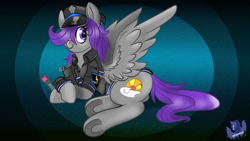 Size: 3840x2160 | Tagged: safe, artist:brainiac, derpibooru exclusive, oc, oc only, oc:morning glory (project horizons), pegasus, pony, fallout equestria, fallout equestria: project horizons, clothes, enclave, fanfic art, female, high res, mare, military uniform, solo, syringe, uniform