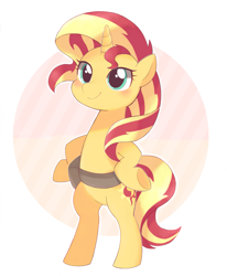 Size: 2385x2894 | Tagged: safe, artist:ginmaruxx, sunset shimmer, pony, unicorn, equestria girls, equestria girls specials, g4, my little pony equestria girls: mirror magic, bipedal, blushing, cute, female, high res, hoof on hip, in the human world for too long, mare, pixiv, scene interpretation, shimmerbetes, solo