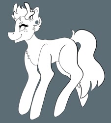 Size: 1080x1193 | Tagged: safe, artist:dellieses, oc, oc only, deer, deer pony, original species, pony, antlers, chest fluff, female, gray background, mare, simple background, smiling, solo