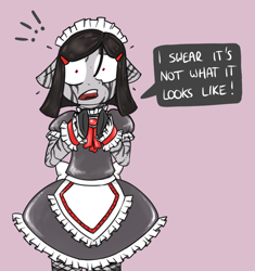 Size: 774x824 | Tagged: safe, artist:paeonia-horse, oc, oc:abel masei, zebra, bipedal, clothes, crossdressing, latex, maid, male