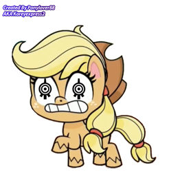 Size: 2133x2142 | Tagged: safe, artist:ponylover88, edit, edited screencap, screencap, applejack, earth pony, pony, g4.5, my little pony: pony life, ponies of the moment, background removed, code lyoko, high res, photoshop, possessed, simple background, solo, transparent background, xana