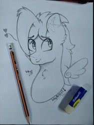Size: 1536x2048 | Tagged: safe, artist:inkystylus12, oc, oc only, oc:inky stylus, pegasus, pony, adorable face, cute, sketch, smiling, solo, traditional art
