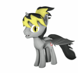 Size: 462x434 | Tagged: safe, artist:batponyecho, oc, oc only, oc:sparc, pony, unicorn, vampire, vampony, 3d, animated, bat wings, cutie mark, fangs, gif, horn, simple background, solo, source filmmaker, tail, white background, wings