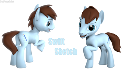 Size: 1280x720 | Tagged: safe, artist:batponyecho, oc, oc only, oc:swift sketch, earth pony, pony, 3d, butt, cutie mark, male, open mouth, plot, simple background, solo, source filmmaker, stallion, tail, white background