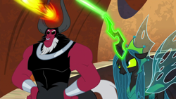 Size: 1920x1080 | Tagged: safe, screencap, lord tirek, queen chrysalis, centaur, g4, my little pony: friendship is magic, the ending of the end, blast, magic, magic blast