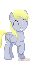 Size: 965x1984 | Tagged: safe, artist:ponyrailartist, derpy hooves, pegasus, pony, g4, eyes closed, show accurate, simple background, smiling, transparent background, watermark