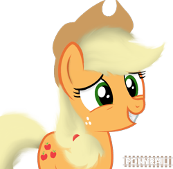 Size: 1077x1046 | Tagged: safe, artist:ponyrailartist, applejack, earth pony, pony, g4, show accurate, simple background, smiling, transparent background, watermark