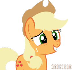 Size: 1077x1046 | Tagged: safe, artist:ponyrailartist, applejack, earth pony, pony, g4, show accurate, simple background, smiling, solo, transparent background, watermark