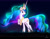 Size: 2960x2282 | Tagged: safe, artist:zidanemina, princess celestia, alicorn, pony, g4, crown, ethereal mane, ethereal tail, female, glowing mane, grass, happy, high res, jewelry, mare, night, open mouth, regalia, smiling, solo