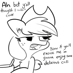 Size: 400x400 | Tagged: safe, artist:tjpones, applejack, earth pony, pony, g4, accent, applejack's hat, bowl, cooking, cowboy hat, female, funetik aksent, hat, mare, solo, stetson, talking, y'all