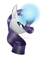 Size: 1300x1800 | Tagged: safe, artist:chu-and-sparky-127, rarity, pony, unicorn, g4, bust, female, glowing horn, horn, mare, signature, simple background, transparent background