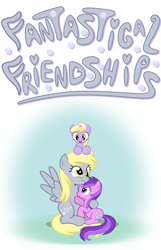 Size: 1920x2987 | Tagged: safe, artist:dinkyuniverse, amethyst star, derpy hooves, dinky hooves, sparkler, pegasus, pony, unicorn, comic:fantastical friendships, g4, comic, cute, derpabetes, dinkabetes, equestria's best big sister, equestria's best daughter, equestria's best mother, family, female, filly, foal, happy, headcanon, hooves family, mare, mother and child, mother and daughter, poster, show accurate, title