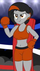 Size: 1080x1920 | Tagged: safe, artist:toyminator900, oc, oc only, oc:dusk strike, equestria girls, g4, boxing, boxing gloves, boxing ring, equestria girls-ified, female, solo, sports