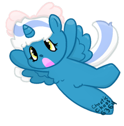 Size: 1147x1167 | Tagged: safe, artist:chaotic-chaos-6364, oc, oc only, oc:fleurbelle, alicorn, pony, alicorn oc, bow, chest fluff, falling, female, hair bow, horn, mare, simple background, solo, transparent background, wingding eyes, wings, yellow eyes