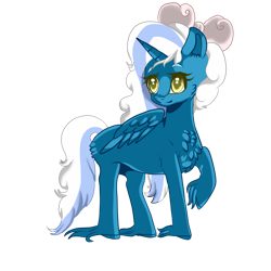 Size: 1024x1024 | Tagged: safe, artist:sakimiaji, oc, oc only, oc:fleurbelle, alicorn, pony, adorabelle, alicorn oc, bow, cheek fluff, chest fluff, cute, female, fetlock tuft, hair bow, horn, mare, simple background, solo, transparent background, wingding eyes, wings, yellow eyes