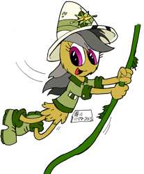 Size: 814x982 | Tagged: safe, artist:spongefox, daring do, anthro, g4, crossover, simple background, solo, transparent background, vine, wander over yonder